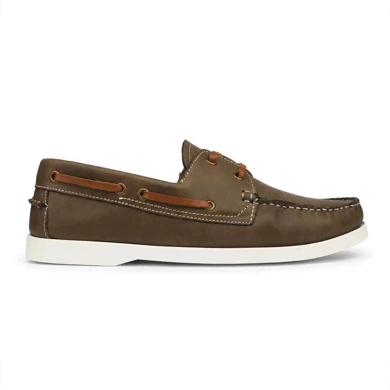 chaussure bateaux homme SEB02-1 marron kaki cuir miniature